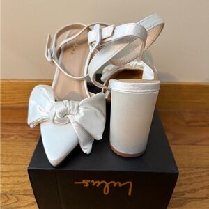 Lulu's Elegant Cream Satin Heels with Bow